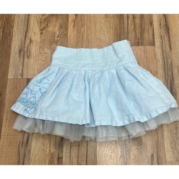 Disney princess‎ skirt shimmering Blue with tutu Sz.4T girls 55% linen/flax - Picture 1 of 8